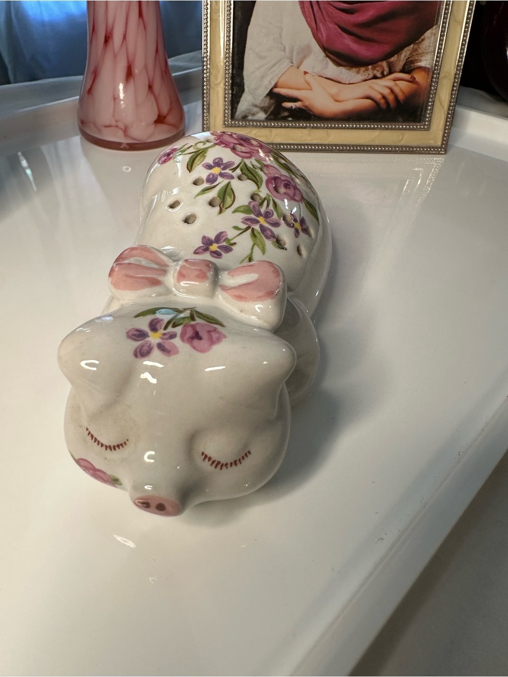 Vintage 1978 Avon Ceramarte Floral Pig Figurine | Hand Decorated Brazil Ceramic - Picture 4 of 10